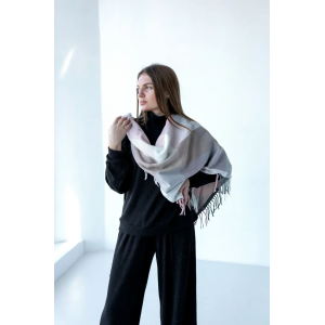 Велика рожева кашемірова хустка косинка в клітину CASHMERE. Photo 2